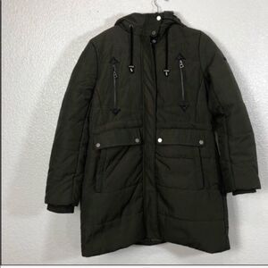 Lucky Brand NWT Missy Faux Shearling Lined Hooded Parka Coat Small in Army Green